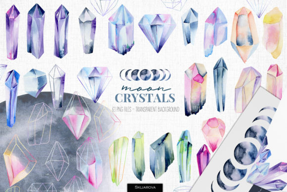 Crystals. Watercolor Set. – A Versatile Digital Art Collection for Creative Projects