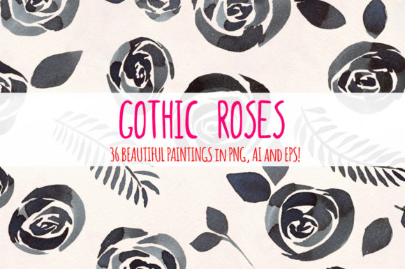 Gothic Roses: Elegant Watercolour Graphic Elements