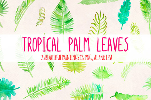 Tropical Palm Leaves: A Versatile Watercolour Graphic Element Bundle for Creative Workflows