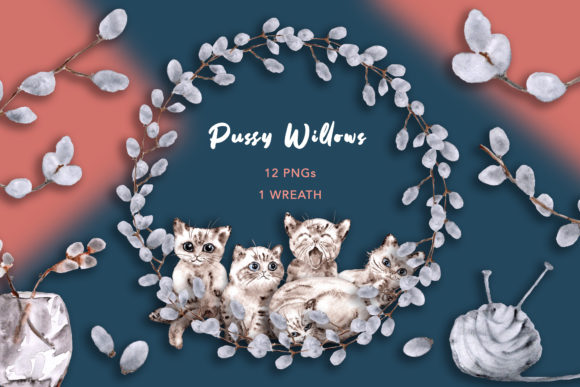 Watercolor Cat Willows Collection: A Versatile Artistic Resource