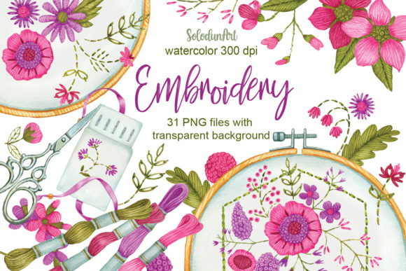 Watercolor Embroidery Clipart: A Creative Resource for Designers and Craft Enthusiasts
