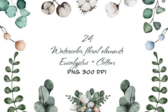 Watercolor Eucalyptus and Cotton Rustic: A Unique Blend of Nature and Craft