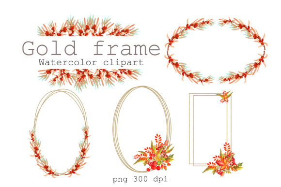 Watercolor Gold Frame. Autumn Frame Png: A Versatile Digital Design for Creative Projects