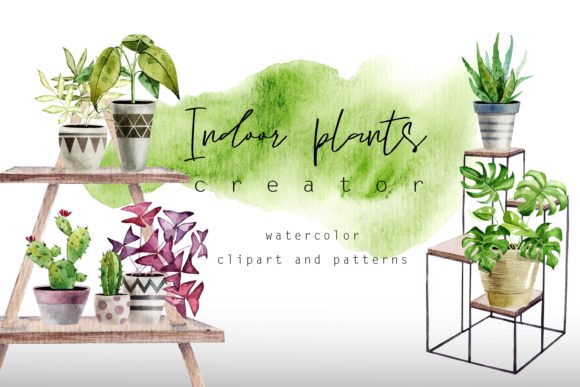Watercolor Houseplants for Creative Design
