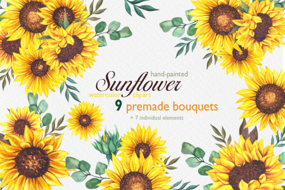 Watercolor Sunflower Bouquets